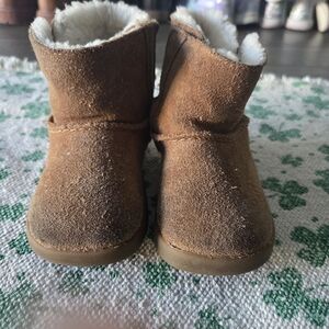 UGG Kids Chestnut Brown Suede Shearling Boots